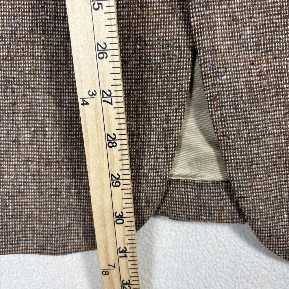 Asher‎ USA Made Sport Coat Mens 42R Brown Textured Tweed Leather Buttons